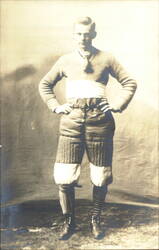 Man in Early Football Uniform by Mrs. J.C. Kendall Postcard