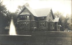 Norfolk CT Public Library with Fountain Postcard