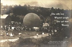 Winsted Balloon Ascension, Gas Works, c. 1886 Postcard