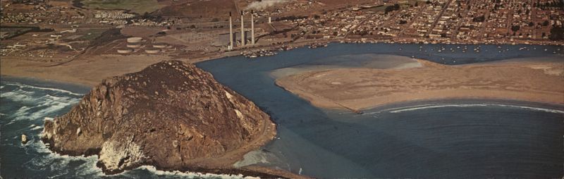 Morro Rock, Estero Bay & Morro Bay, CA Aerial View California