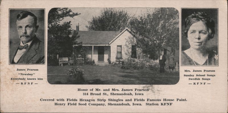 James & Mrs. Pearson Home & KFNF Radio Personalities, Shenandoah, IA Iowa