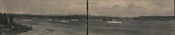 Navy Yard, Bremerton, WA, Near Seattle, Warships & Mountains Large Format Postcard
