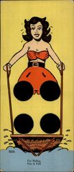 Woman in Boat, I'm Riding For A Fall, Knee-Action Novelty Large Format Postcard