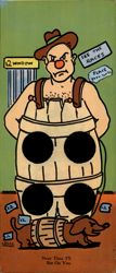 Knee-Action Novelty: Man in Barrel, Dog, Betting Large Format Postcard