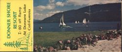 Donner Shore Resort, Donner Lake, CA - Sailboats, Skiing Large Format Postcard