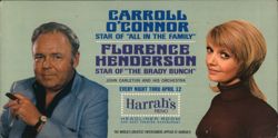Carroll O'Connor, Florence Henderson, Harrah's Reno Large Format Postcard