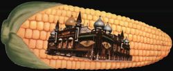 World's Only Corn Palace, Mitchell SD - Inside a Corn Cob Large Format Postcard