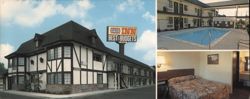 Sixpence Inn, Best of Budgets, Tudor Style Motel, Pool Large Format Postcard
