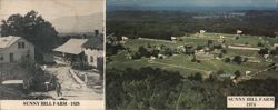 Sunny Hill Farm Resort, Greenville NY - 1928 & 1974 Large Format Postcard