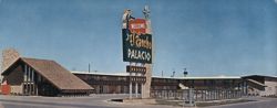 El Rancho Palacio Motor Lodge, Sign & A-Frame Entrance Large Format Postcard