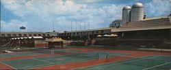 Sheraton-Fredericksburg Motor Inn Tennis Courts Pool Silos Large Format Postcard