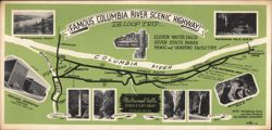 Famous Columbia River Scenic Highway, Oregon Map Large Format Postcard