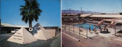 The Pyramids Motel Las Vegas Pool & Pyramid Structures Large Format Postcard