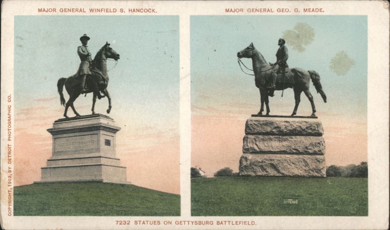 Maj. Gen. Hancock & Meade Statues, Gettysburg Battlefield Pennsylvania