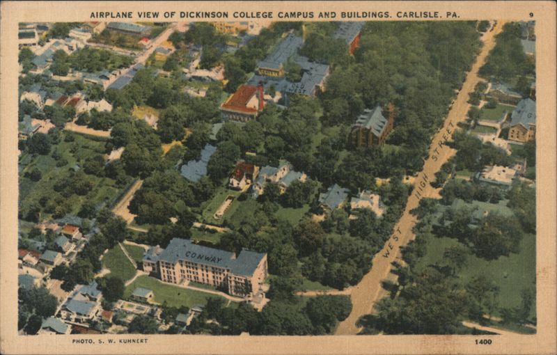 Airplane View of Dickinson College Campus and Buildings Carlisle Pennsylvania