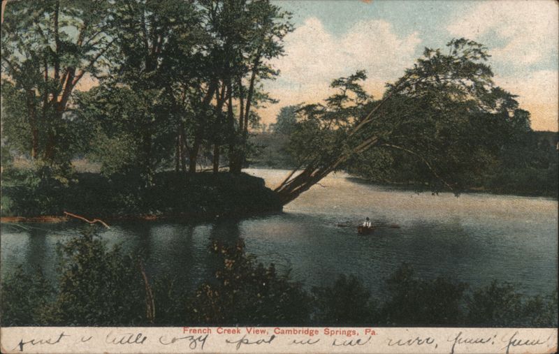 French Creek View, Rowboat on River Cambridge Springs Pennsylvania