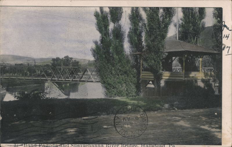 Band Pagoda and Susquehanna River Bridge Hallstead Pennsylvania