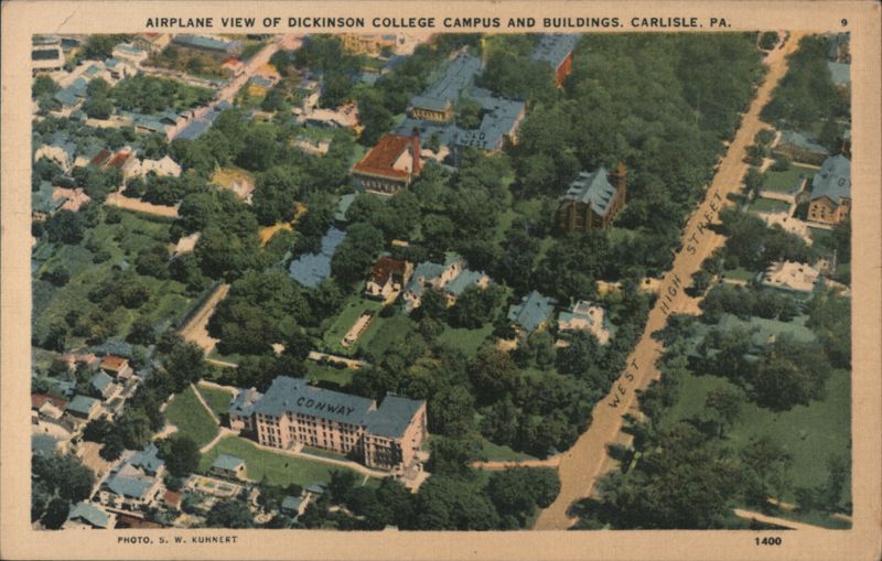 Airplane View of Dickinson College Campus and Buildings Carlisle Pennsylvania