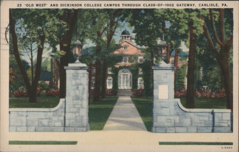 'Old West' and Dickinson College Campus Through Class-of-1902 Gateway Carlisle Pennsylvania
