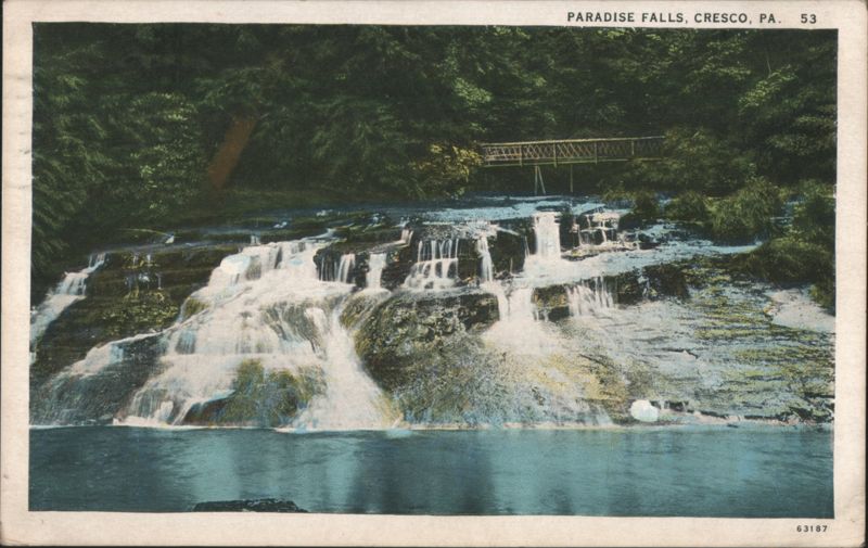 Paradise Falls, Waterfall with Bridge Cresco Pennsylvania