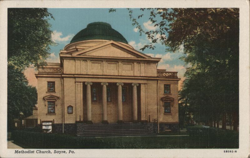 Methodist Church with Dome and Columns, Sayre Pennsylvania