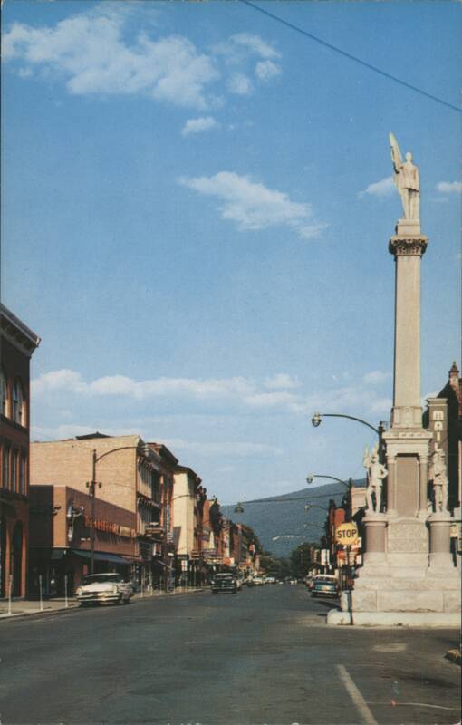 Main Street with Monument, Lock Haven, PA Pennsylvania