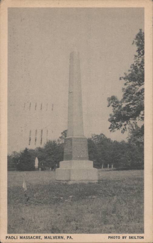Paoli Massacre Monument, Malvern, PA Pennsylvania Skilton