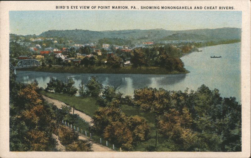 Bird's Eye View of Point Marion, PA, Monongahela & Cheat Rivers