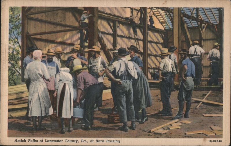Amish Folks at Barn Raising, Lancaster County, PA Pennsylvania