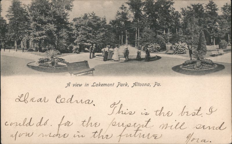 Lakemont Park View with People and Benches Altoona Pennsylvania