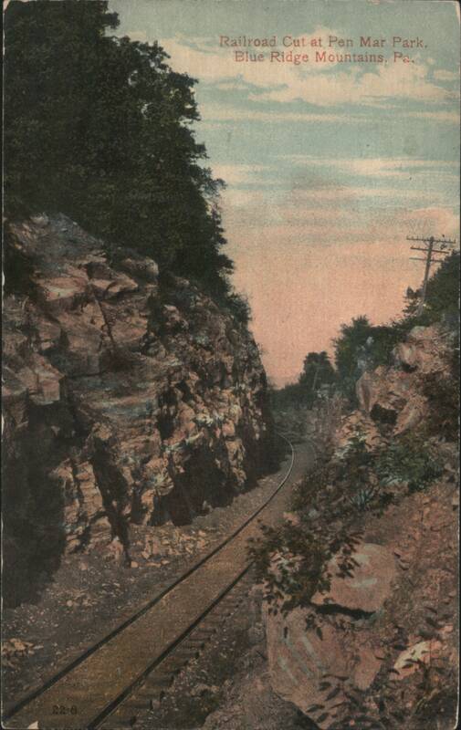Railroad Cut at Pen Mar Park Blue Ridge Mountains, Pa. Pennsylvania