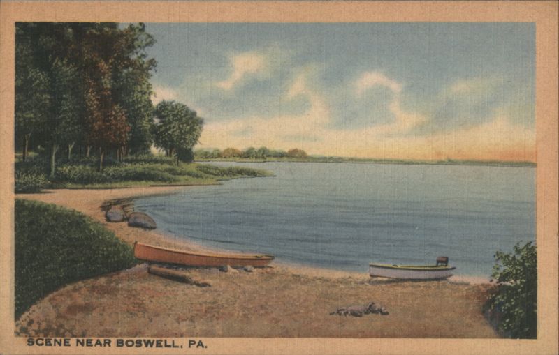 Scene Near Boswell, PA - Lake with Boats Pennsylvania
