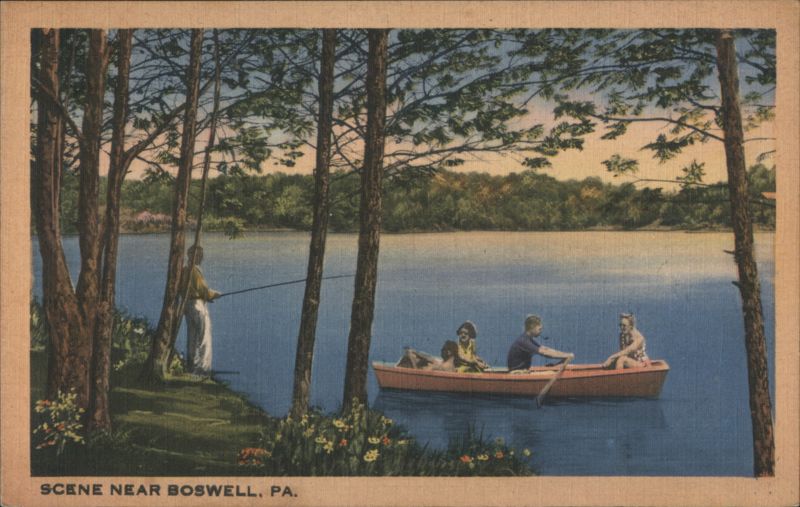 Scene Near Boswell, PA - Fishing and Boating on Lake Pennsylvania