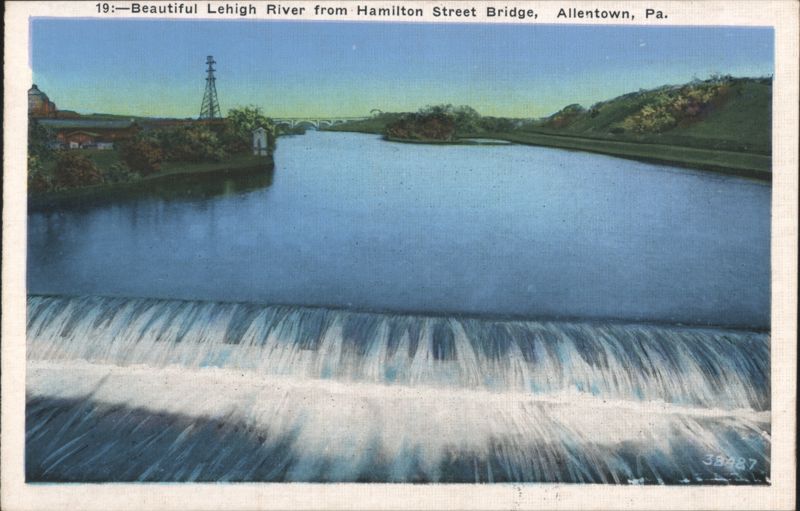 Beautiful Lehigh River from Hamilton Street Bridge Allentown Pennsylvania
