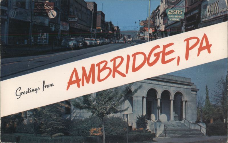 Ambridge, PA Merchant Street & Laughlin Memorial Library Pennsylvania
