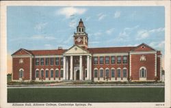 Alliance Hall, Alliance College, Cambridge Springs Postcard
