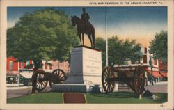 Civil War Memorial in the Square, Hanover, PA Postcard