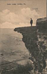 Man on Cedar Ledge, Canton, PA Postcard