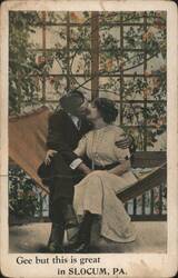 Couple Kissing in Hammock, Slocum, PA Postcard