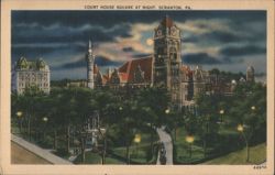 Court House Square at Night Postcard