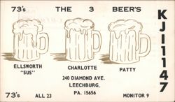 73's The 3 Beer's Ellsworth Charlotte Patty QSL Card Postcard
