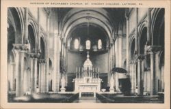 Interior of Archabbey Church, St. Vincent College Postcard