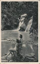 Powder Hole Falls, Popular Bathing Pools Postcard