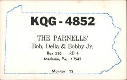 The Parnells' KQG-4852 CB Radio QSL, Manheim PA Postcard