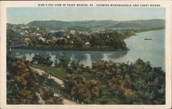Bird's Eye View of Point Marion, PA, Monongahela & Cheat Rivers Postcard