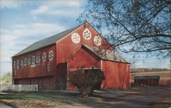 Red Barn with Hex Signs, Penna. Dutch Country Postcard