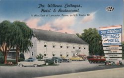 The Willows Cottages, Hotel & Restaurant, Lancaster, PA Postcard