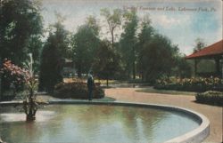 Fountain and Lake, Lakemont Park, PA Postcard