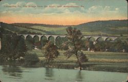 Lanesboro PA, The Bridge from the River, Susquehanna Postcard