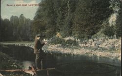 Beauty Spot Near Lawrenceville, PA - Man Fishing Postcard